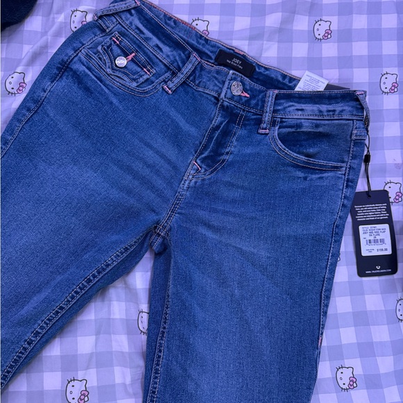 True religion size 26 pink trim joey low rise flare with tags - Picture 2 of 4